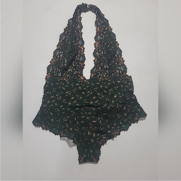 NWT Frederick's Of Hollywood Size Medium Jessica Lace Teddy Green And Gold - Picture 9 of 14